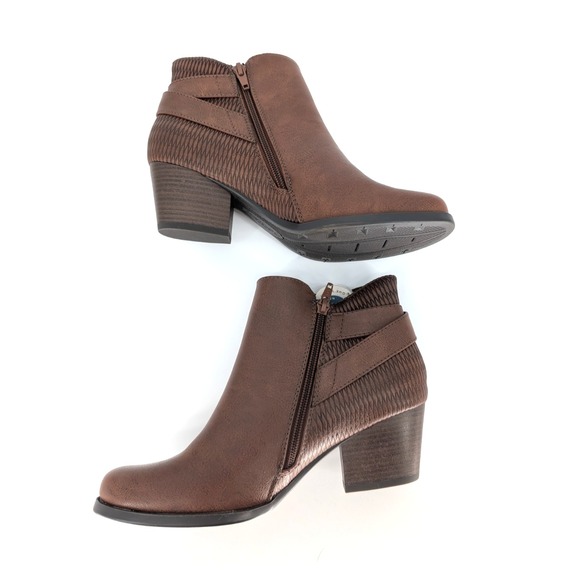 Baretraps Reggie Womens Zip Ankle Bootie Brown Buckle Block Heel 8.5 Indie Boho - Picture 7 of 12